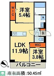 D-SOLACE稲毛台町 2LDKの間取図画像