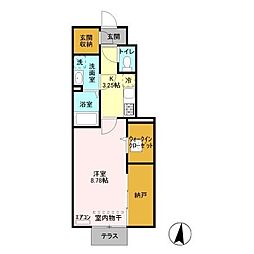 b.セミカ 1Kの間取図画像