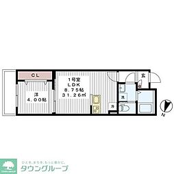 ルミエールB棟 1LDKの間取図画像