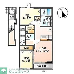 クレスト 2LDKの間取図画像