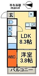 FourSeasons新検見川 1LDKの間取図画像