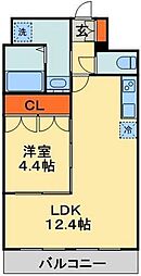 セザン・新町 1LDKの間取図画像