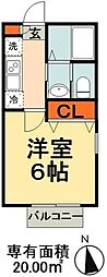 Lavie検見川 1Kの間取図画像