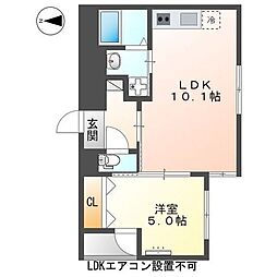 JR中央線 西八王子駅 徒歩18分の賃貸マンション 4階1LDKの間取り