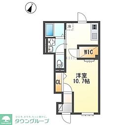 京王高尾線 北野駅 徒歩8分の賃貸アパート 1階ワンルームの間取り