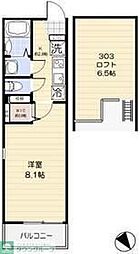 キャストリー八王子 3階1Kの間取り