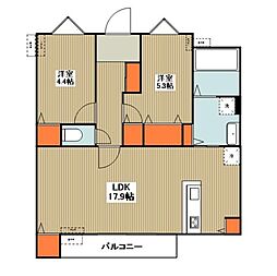 アステリア 103 1階2LDKの間取り