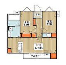 相模原市緑区西橋本1丁目アパート 2LDKの間取図画像