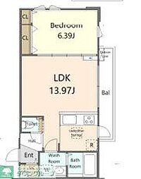 JR横浜線 八王子みなみ野駅 徒歩15分の賃貸アパート 2階1LDKの間取り