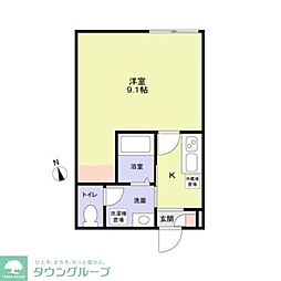 JR中央線 西八王子駅 徒歩16分の賃貸アパート 2階1Kの間取り