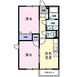 小田急小田原線 本厚木駅 バス14分 下依知入口下車 徒歩13分の賃貸アパート 1階2DKの間取り