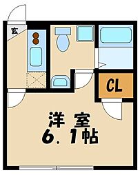 本厚木レジデンス 1Kの間取図画像