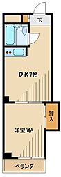 シャトレー町田ガーデン 1DKの間取図画像