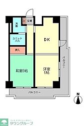 デイム橋本 2DKの間取図画像