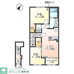 日野市西平山1丁目アパート 2LDKの間取図画像