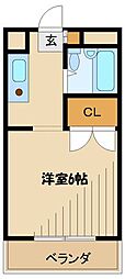 モリヤマンション 1Kの間取図画像