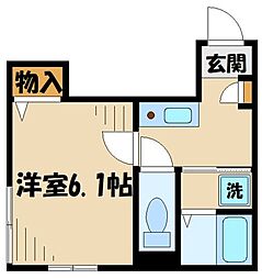 アローハイツ 1Kの間取図画像