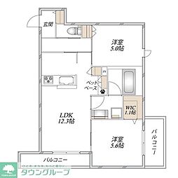海老名市上今泉2丁目マンション 2LDKの間取図画像