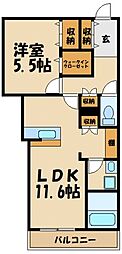 KALMカミミゾ 1LDKの間取図画像