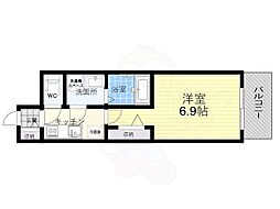 QuintetNAMBA 1Kの間取図画像