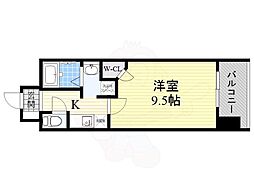クラウンハイム北心斎橋フラワーコート 1Kの間取図画像