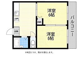 ソレイユ心斎橋 2DKの間取図画像