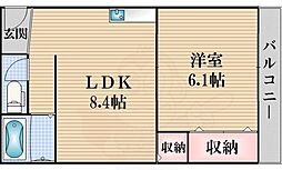 大協ビル 1LDKの間取図画像
