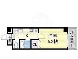 フォレスト西道頓堀 1Kの間取図画像