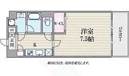 アーバネックス心斎橋 1Kの間取図画像