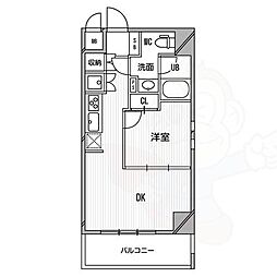 ゼニスレジデンス難波南 1DKの間取図画像
