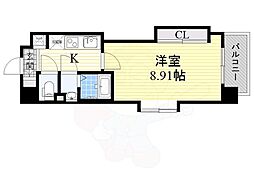 Luxe難波西3 1Kの間取図画像