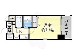 ラ・ドゥセール難波東 1Kの間取図画像