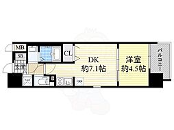 スワンズシティ心斎橋アネーロ 1DKの間取図画像