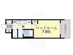 Alivis浪速東SL TERRACE 1Kの間取図画像