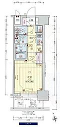 プレサンス難波インフィニティ 1Kの間取図画像