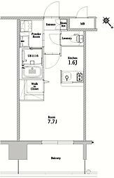 エンクレストベイ天神東 1Kの間取図画像