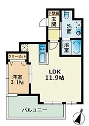 ビエネスタ千代県庁口 1LDKの間取図画像