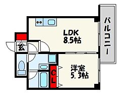 ビータコモダ博多 1LDKの間取図画像