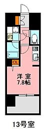 デュ・レジア博多レジデンス ワンルームの間取図画像