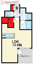 LwithP ワンルームの間取図画像