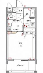 エンクレスト博多 1Kの間取図画像