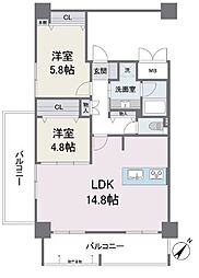 アビターレ薬院南 2LDKの間取図画像