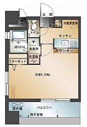 エンクレスト吉塚駅前 1Kの間取図画像