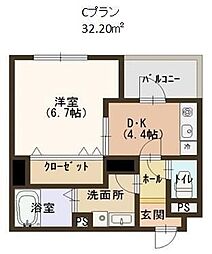 Casa大濠西 1DKの間取図画像