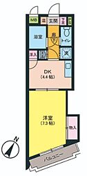 キトミ壱番館 1DKの間取図画像