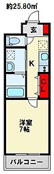 ライフフィールド諸岡 1Kの間取図画像