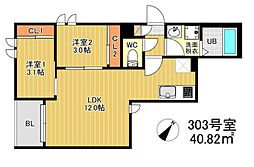 福岡市南区三宅3丁目アパート 2LDKの間取図画像