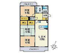 グランデージ空港南 3LDKの間取図画像