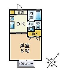 メルベーユ空港前B 1DKの間取図画像