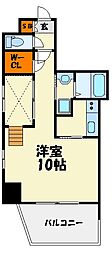リアンシエルブルー東比恵2 1Kの間取図画像